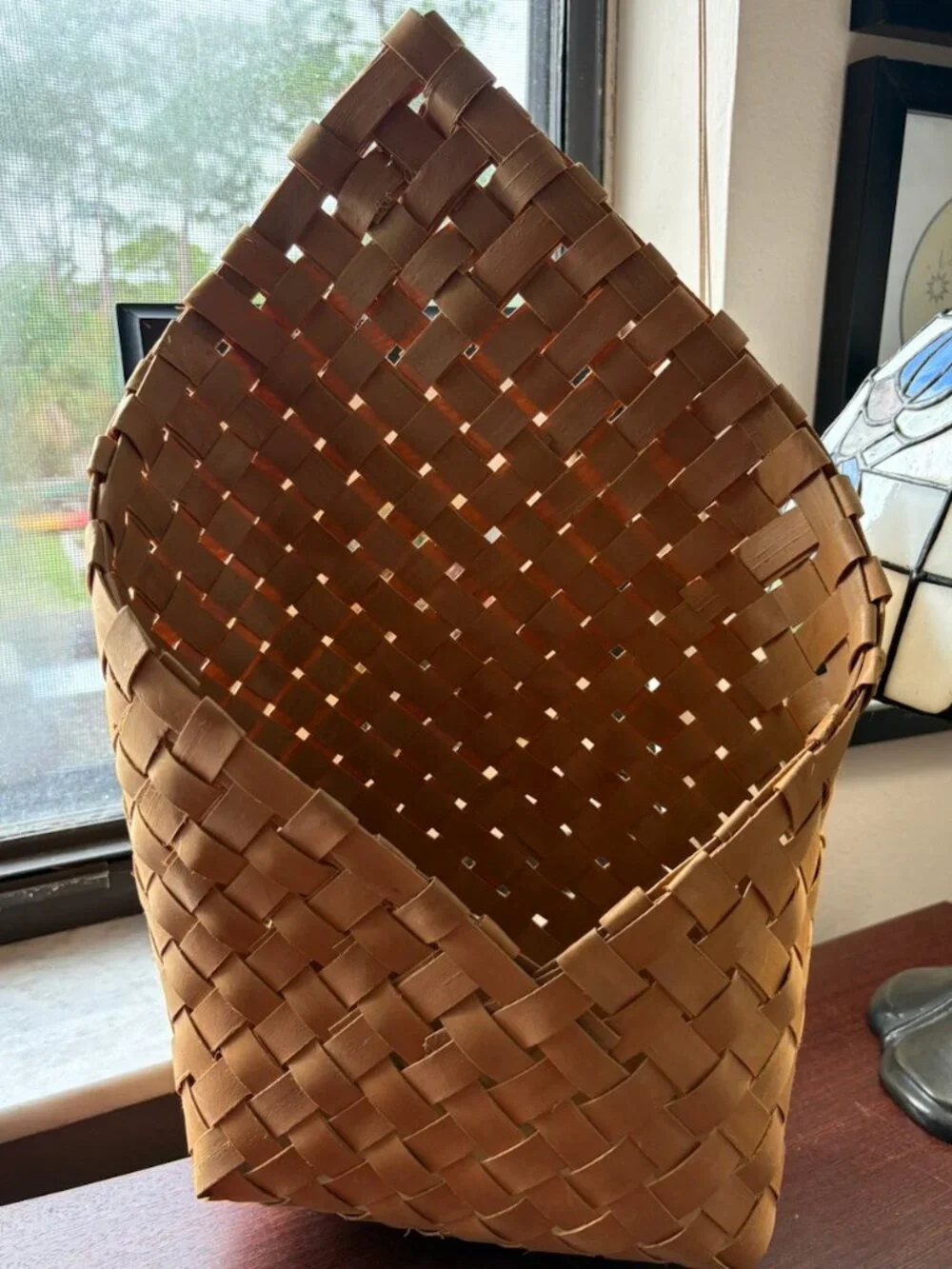 Woven Wood Splint Wall Pocket Basket – Rustic Farmhouse Decor